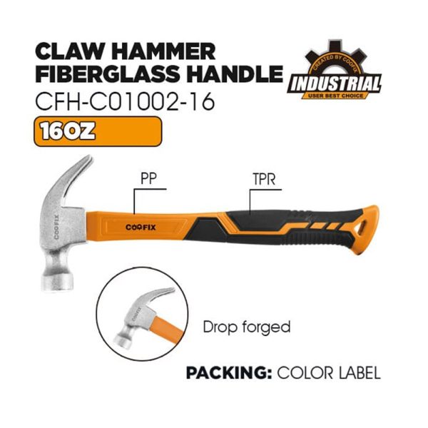Martillo de uña Mango de Fibra de Vidrio CFH-C01002-16