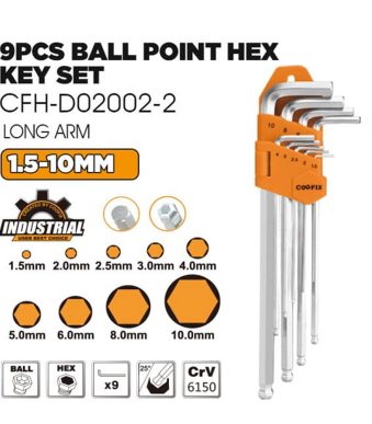 Juego de 9 llaves hexagonales CFH-D02002-2